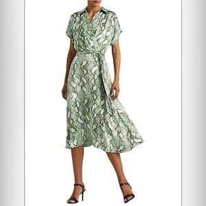 LAUREN RALPH LAUREN Snake Print Satin Midi Dress in Size 6